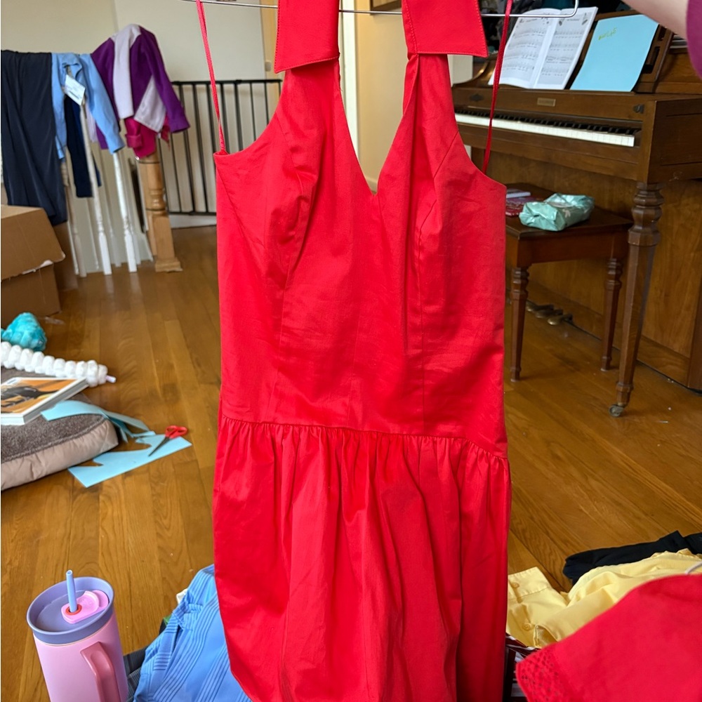 MAEVE Halter Dress in Red- Anthropologie S